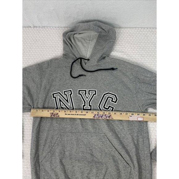 NYC spell out sweatshirt hoodie Gray Adult Med lightweight - Picture 2 of 5